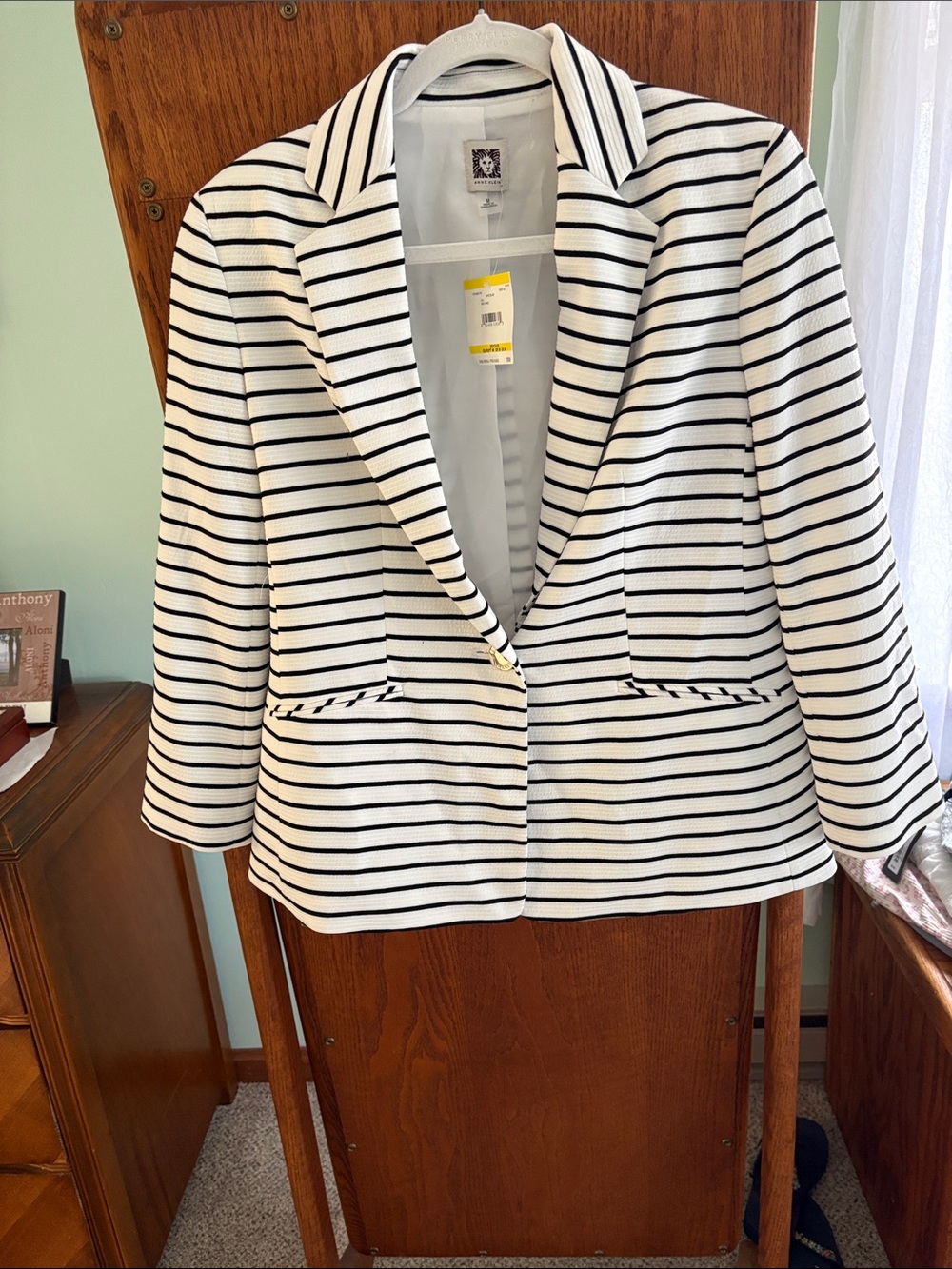Anne Klein White Blazer with Black Stripes